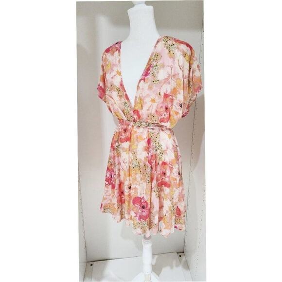 NWT Free People Freddy Tie Mini Dress Size L (Fruit Punch) - Picture 2 of 6